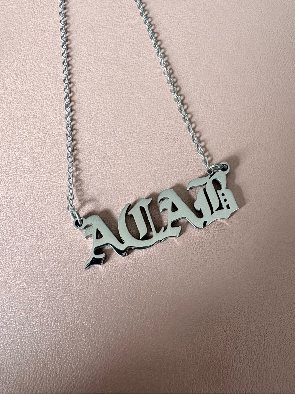 Silver 'ACAB' Gothic Print Pendant Necklace